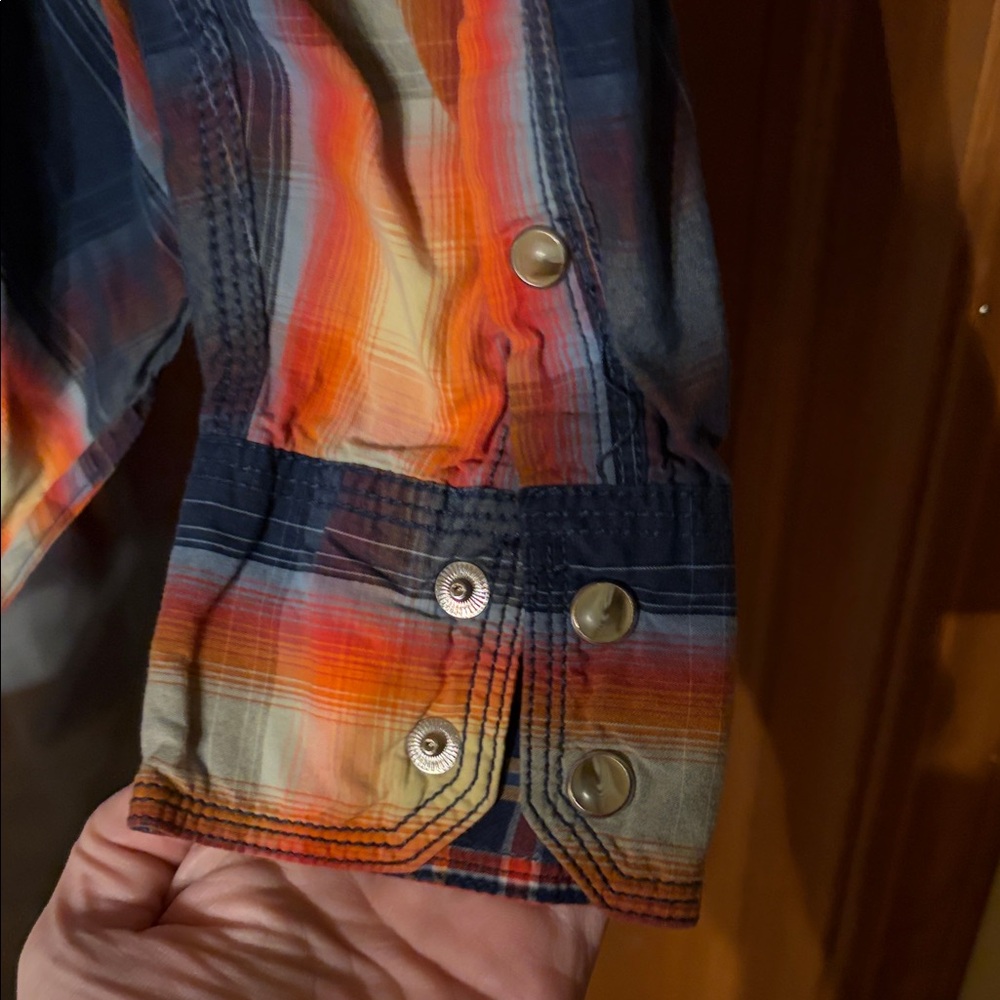 Wrangler Navy and Orange Plaid Shirt - Picture 4 of 10